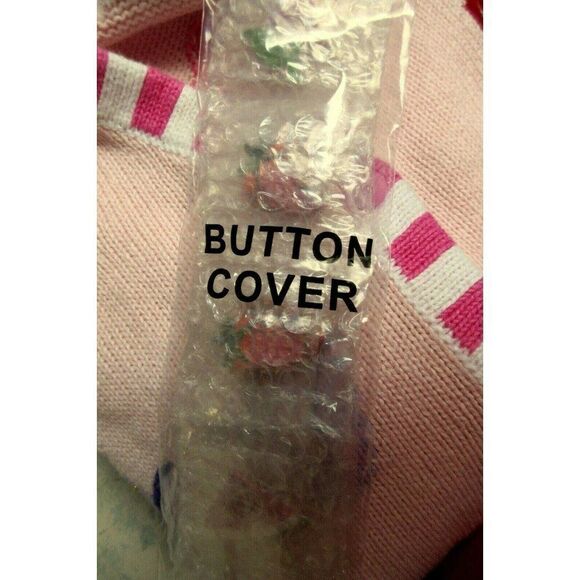 Quacker Factory Summer Theme Appliqued Pink Cardi Sz M Short Sleeve NEW - Picture 7 of 9